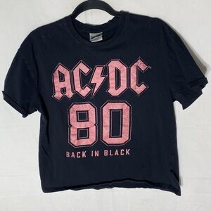 AC/DC Black Pink Retro Band Tee Graphic T Shirt M
